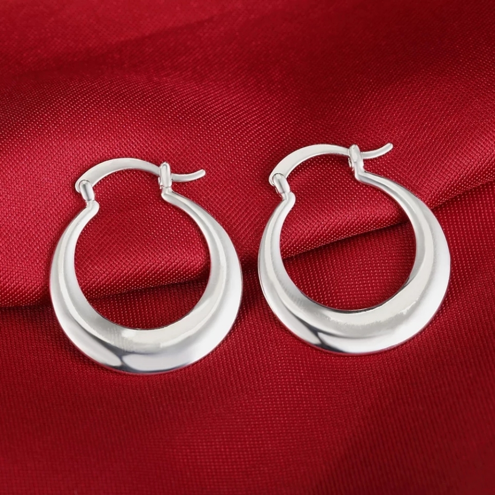 S925 Sterling Silver 30MM Round Hoop Earrings - Picture 2 of 6